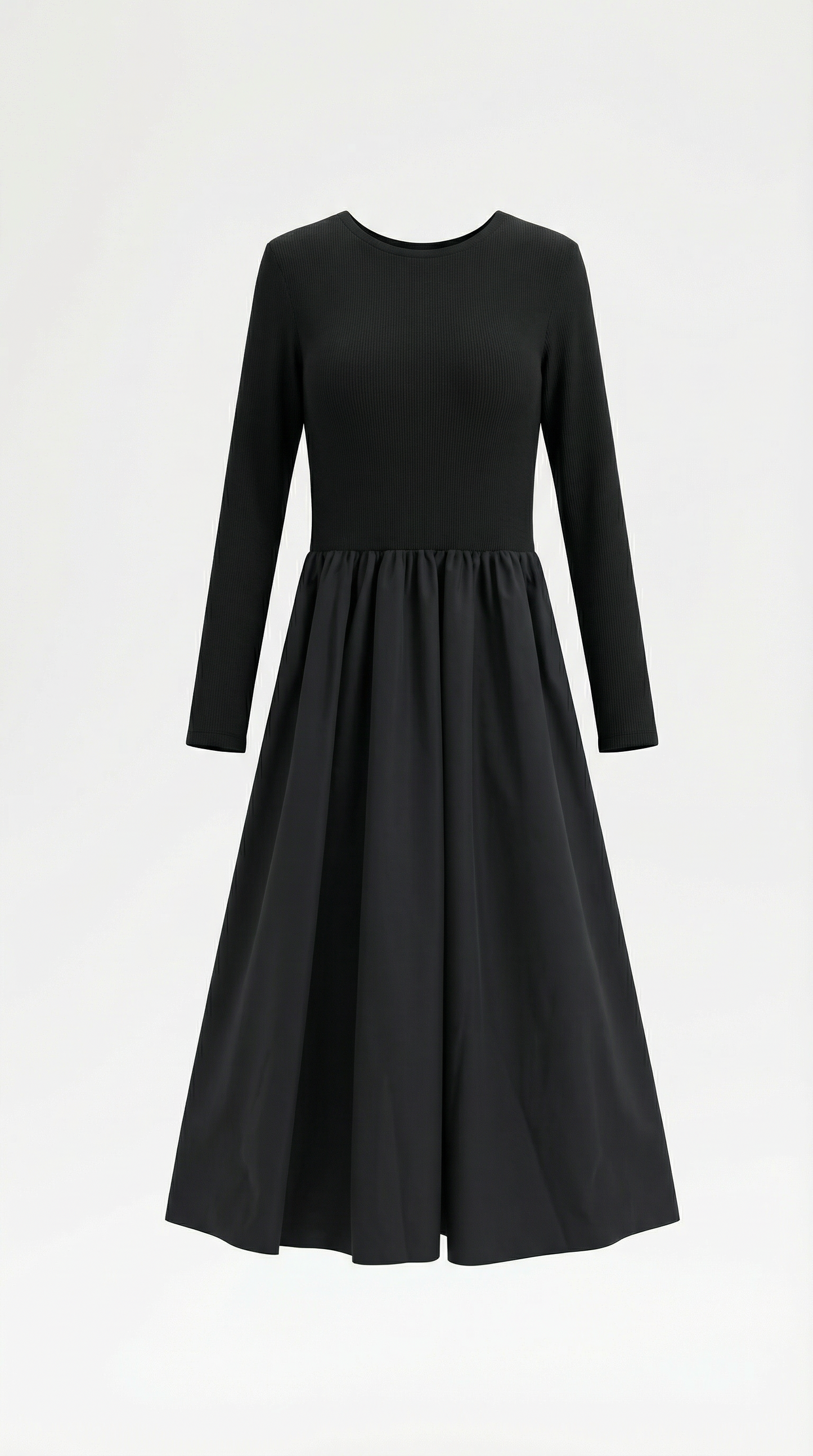 Abito Lungo Donna in Cotone con Maniche Lunghe