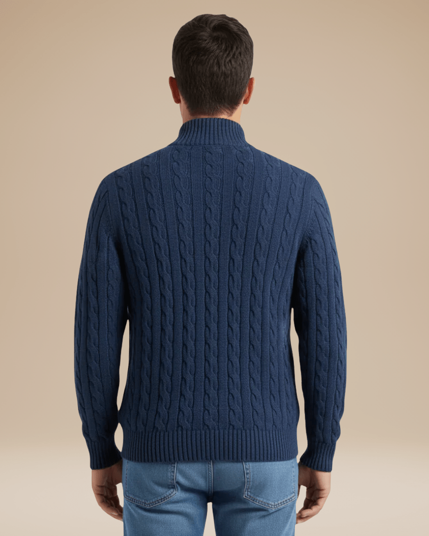 Maglione Uomo a Treccia con Mezza Zip Comfort Versatile