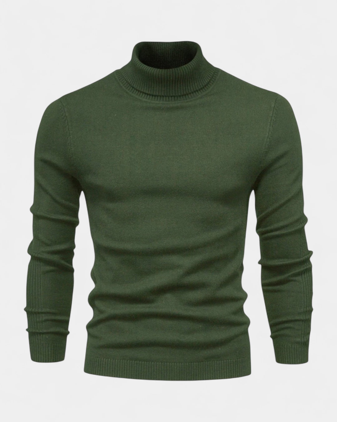 Maglione Dolcevita Uomo a Costine Slim Collo Alto Caldo