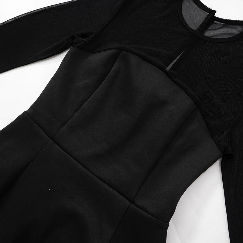 Abito Mini Donna con Maniche Trasparenti