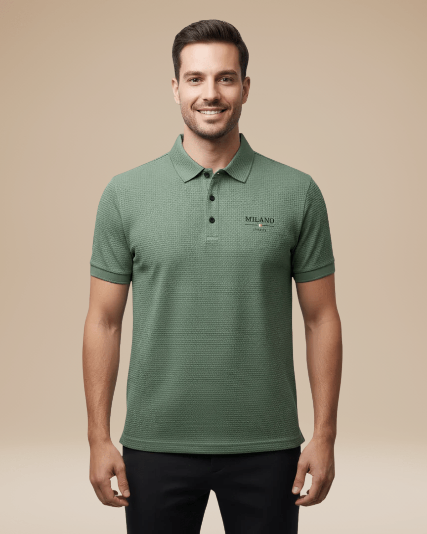 Polo Uomo Elegante in Nido d'Ape Traspirante Stile Italiano