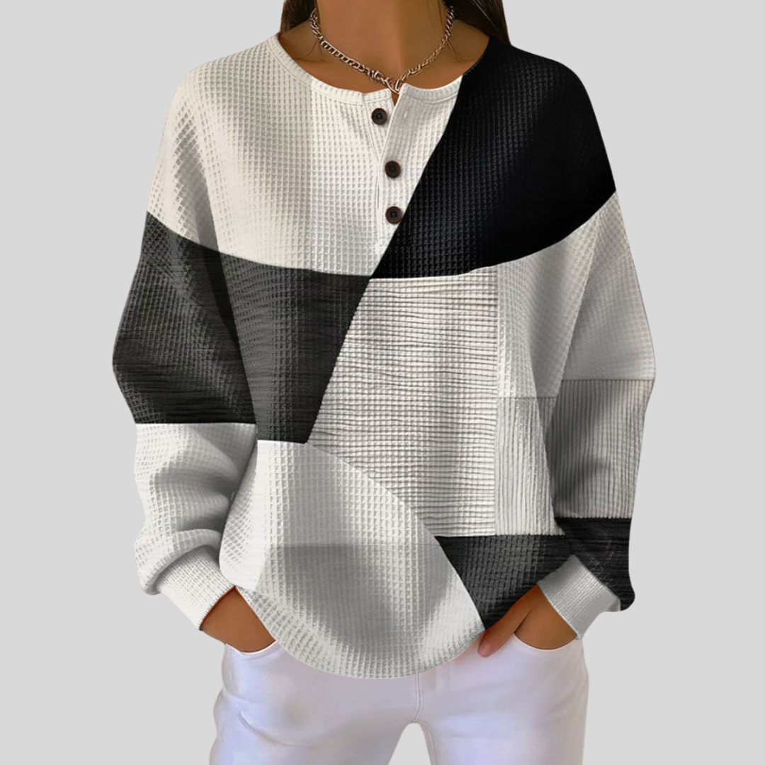 Almira | Felpa Henley in Maglia Waffle
