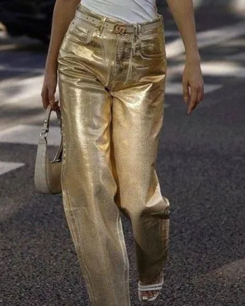 Jeans Donna Metallizzati Dorati