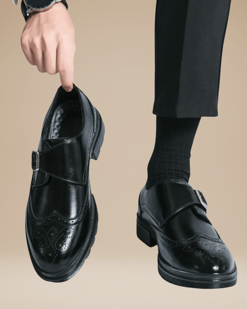 Scarpe Monk Strap Uomo in Pelle Liscia Fibbia Singola Eleganti