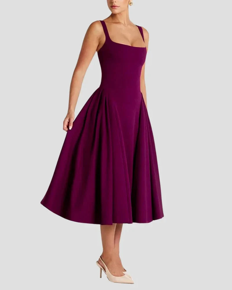 Abito Midi Donna Plissettato Strutturato