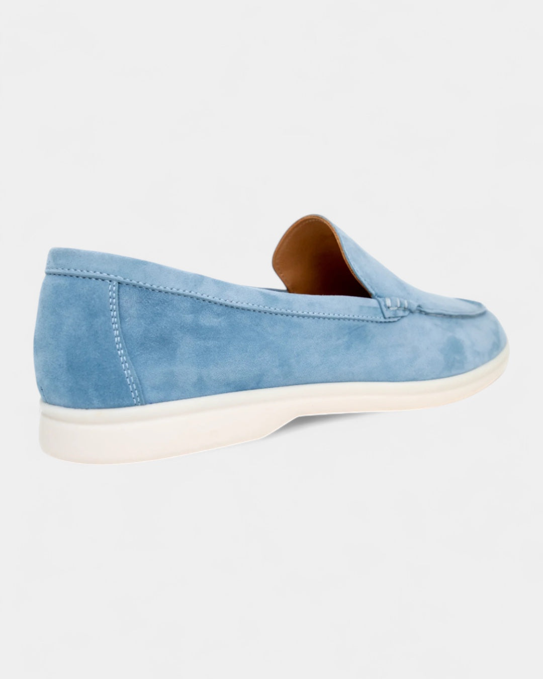 Mocassini Uomo in Camoscio Slip-On Profilo Basso Suola Bianca
