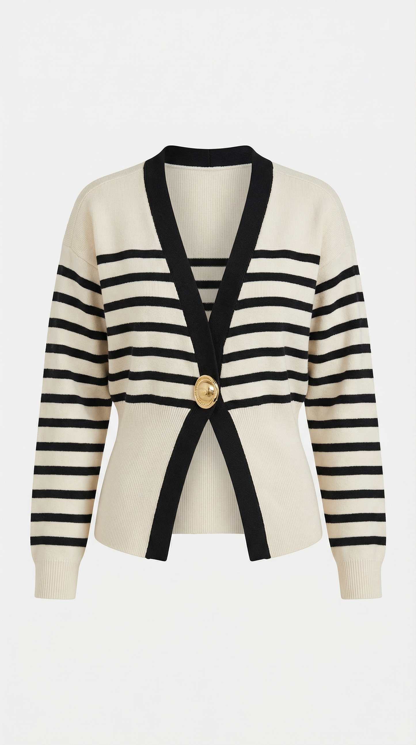 Cardigan Donna Scollo a V Profondo con Bottone Dorato