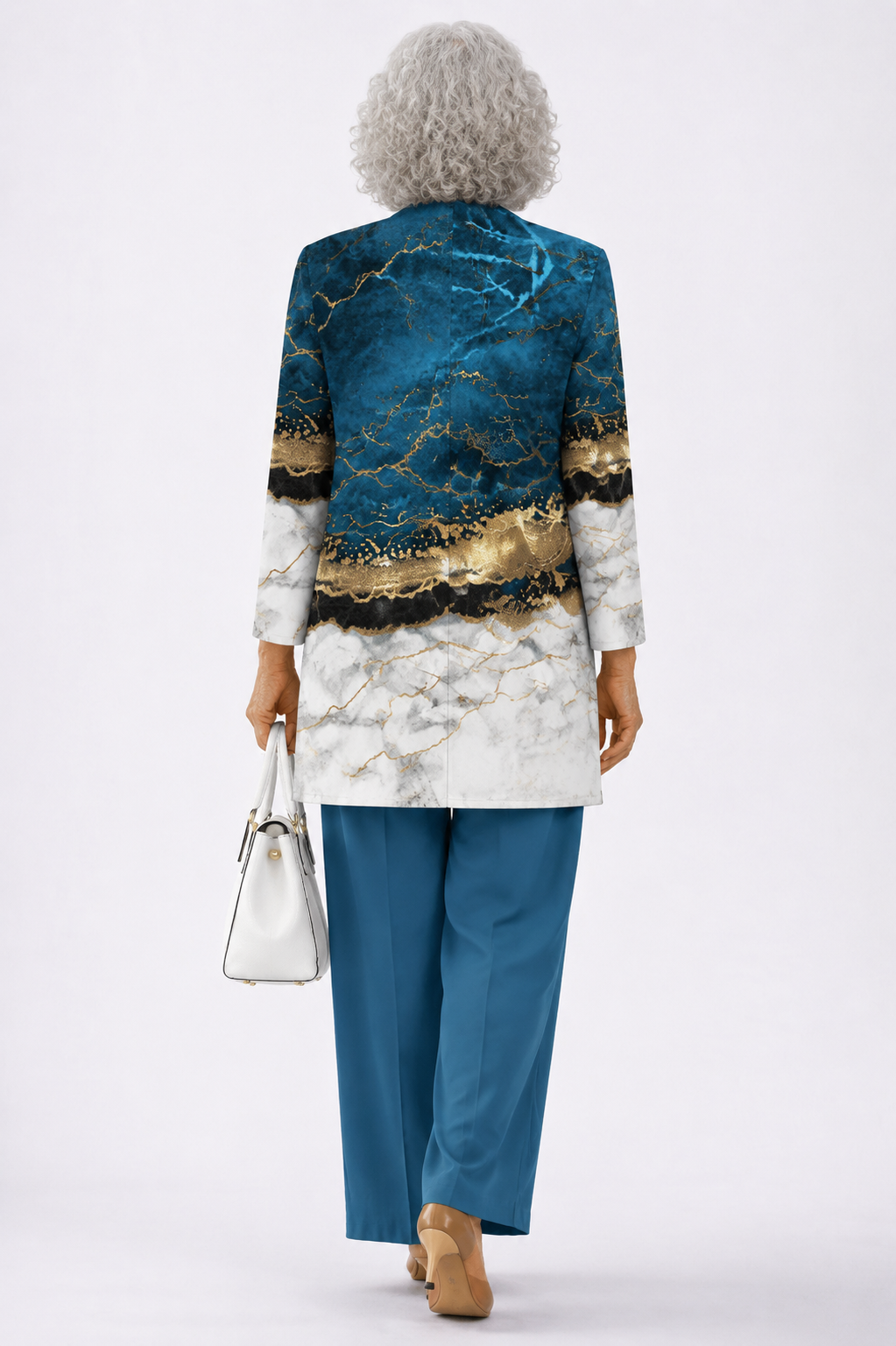 Tiziana | Completo Donna 3 Pezzi Blu e Marmo Oro
