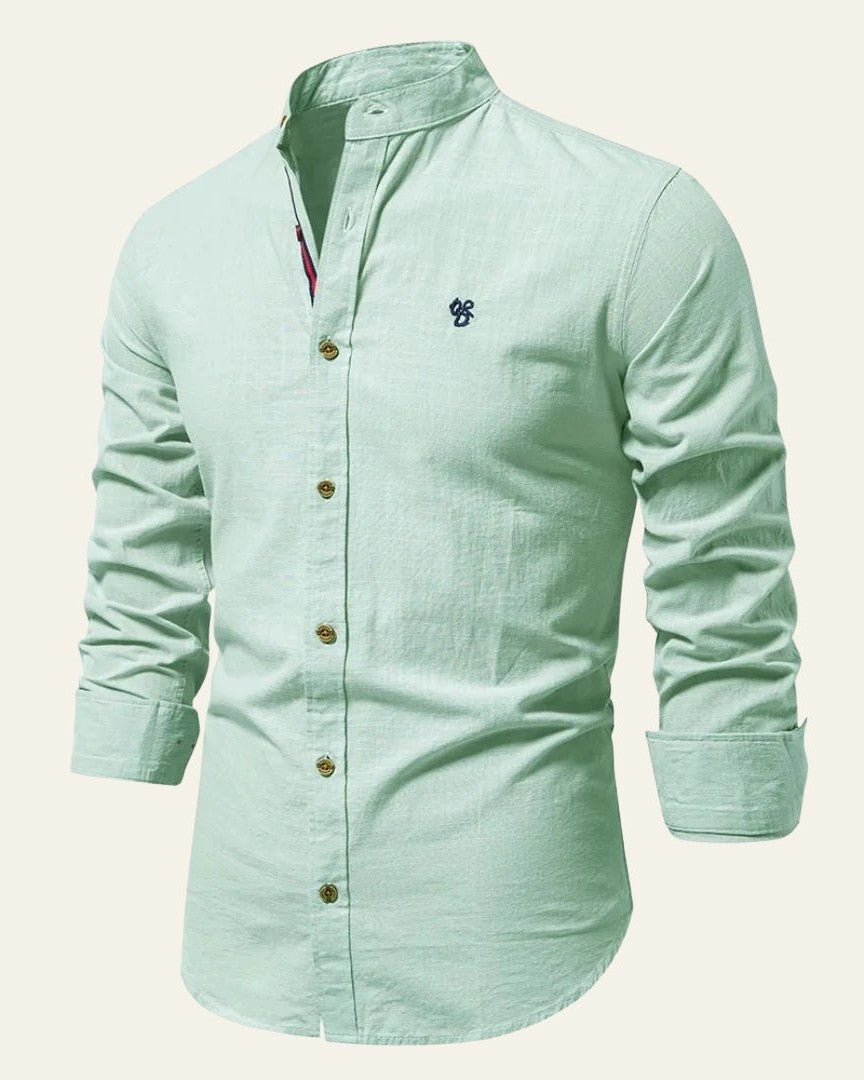 Camicia Uomo Collo a Banda Soft Weave Leggera Comoda