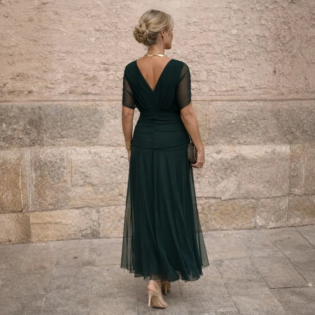 Elisa | Abito Lungo Donna Plissettato Verde