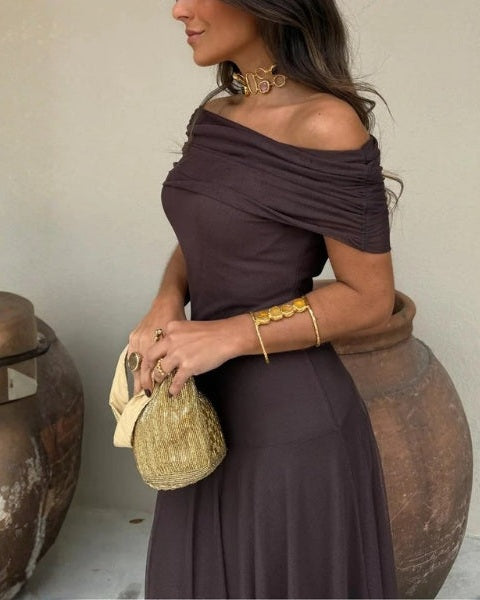 Abito Lungo Donna in Mesh Spalle Scoperte