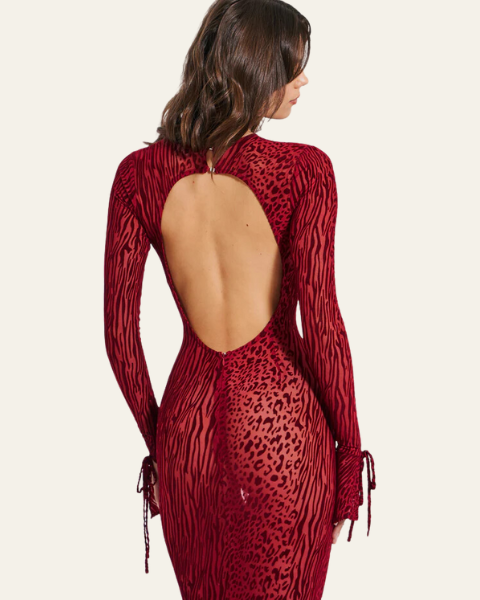 Abito Lungo Donna Animalier Sagomato