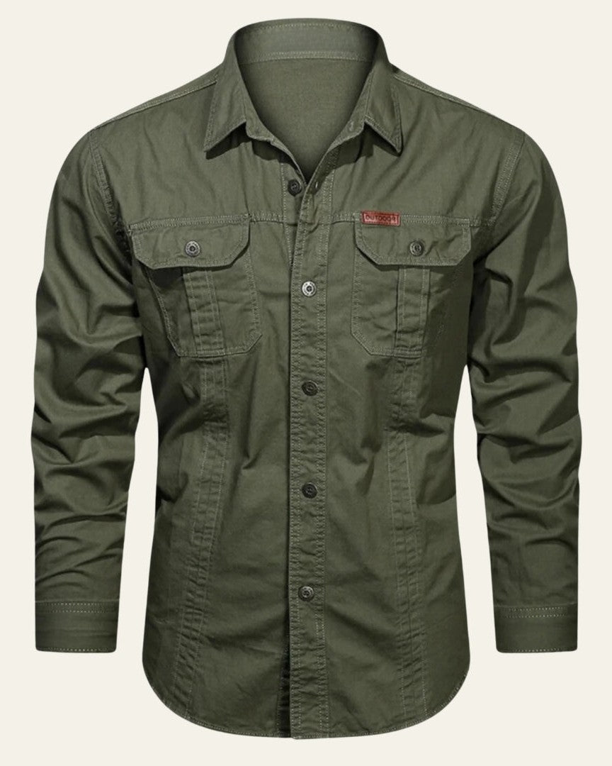 Camicia Uomo con Tasche sul Petto Trama Strutturata Curata