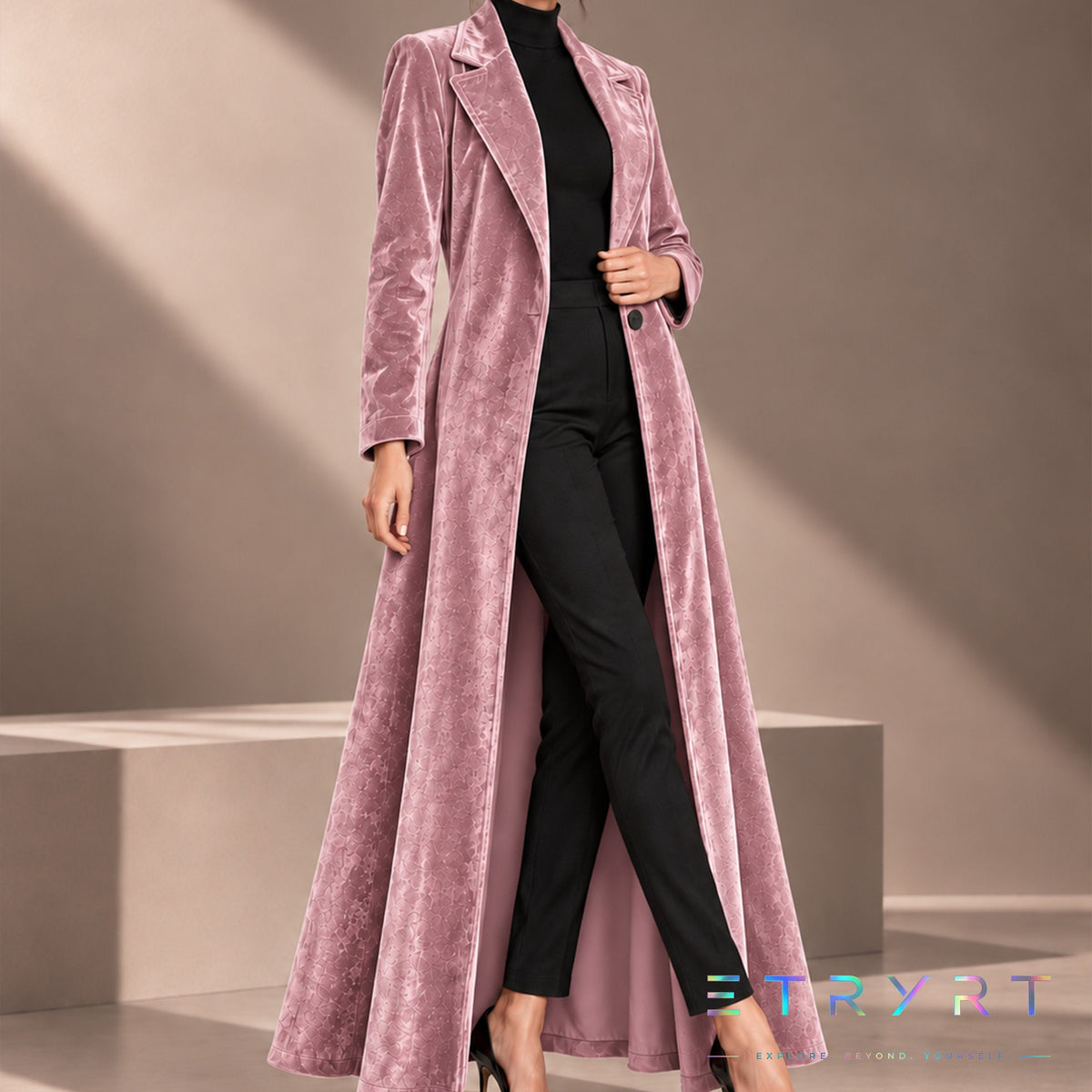 Beatrice | Cappotto Maxi Donna in Velluto Aperto