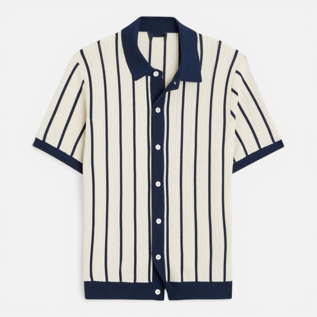 Polo Uomo a Righe in Maglia Leggera Manica Corta Estiva