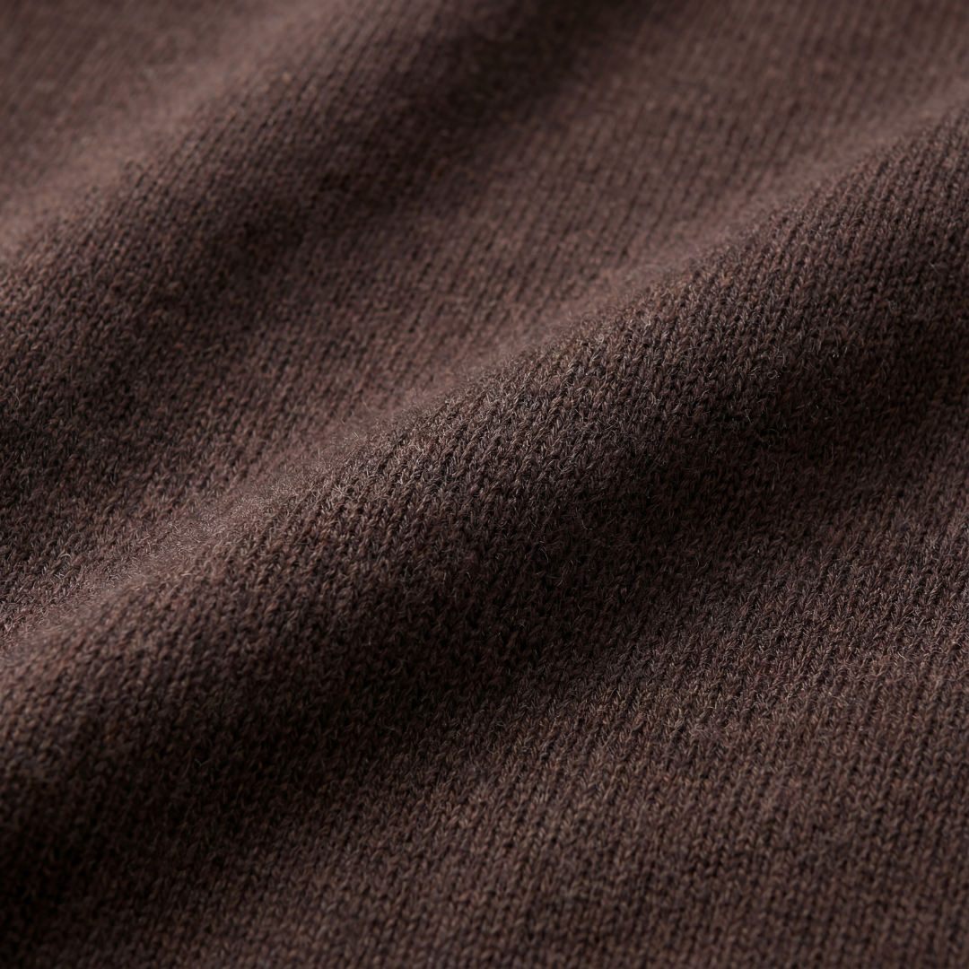 Maglione Uomo Mezza Zip Collo Alto Marrone