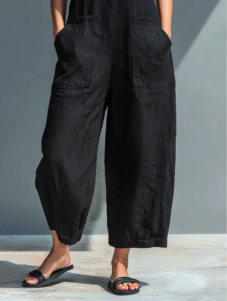 Delia | Tuta Donna in Lino con Bottoni