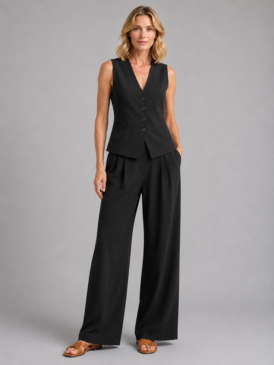 Completo Donna Gilet e Pantaloni Palazzo