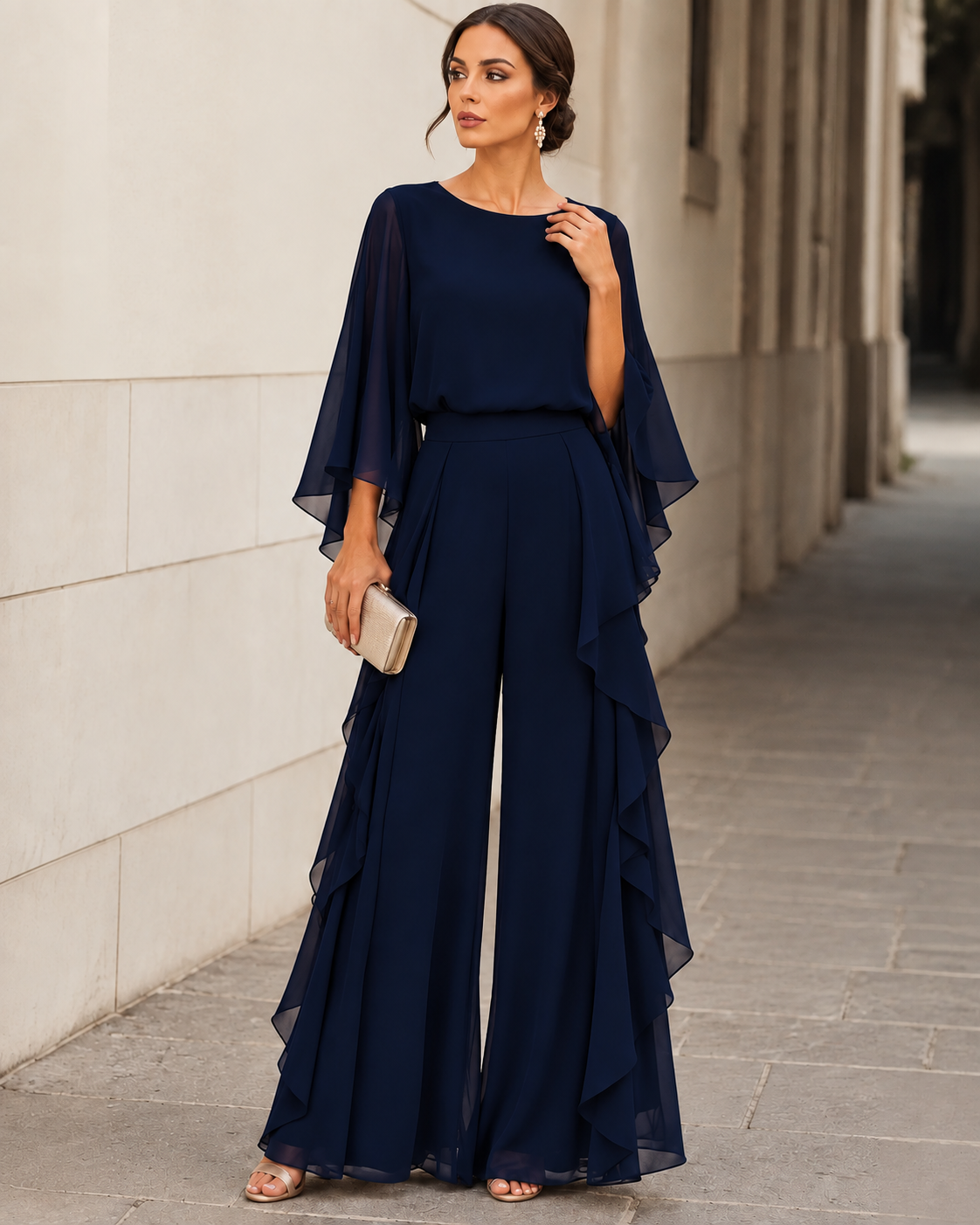 Lucrecia | Completo Donna con Blusa a Mantella e Gonna a Balze