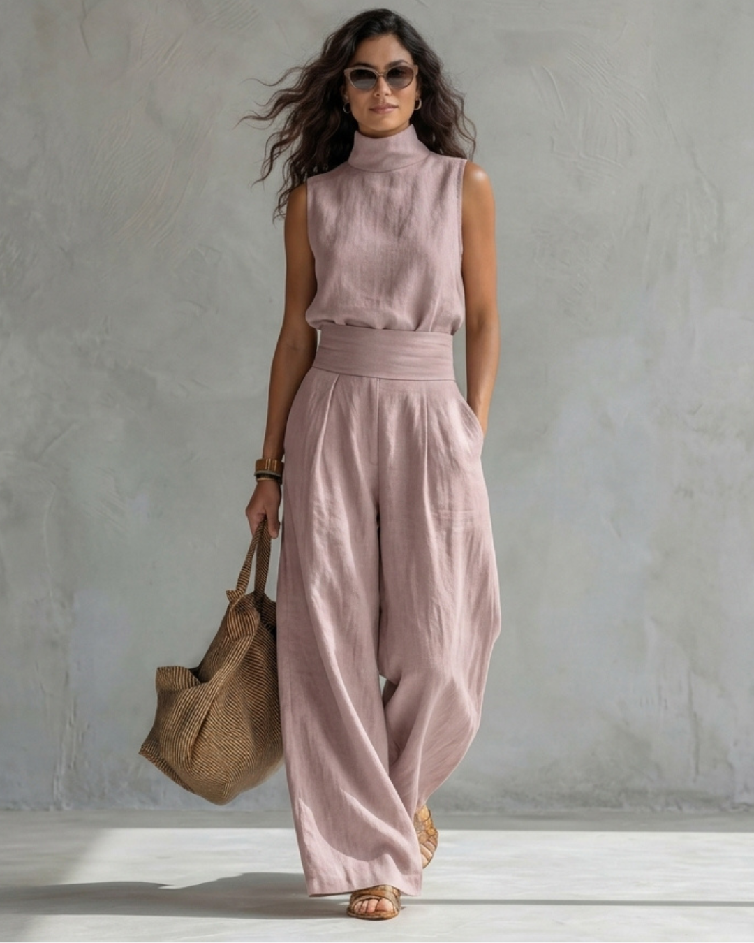 Ludovica | Completo Donna con Top a Collo Alto
