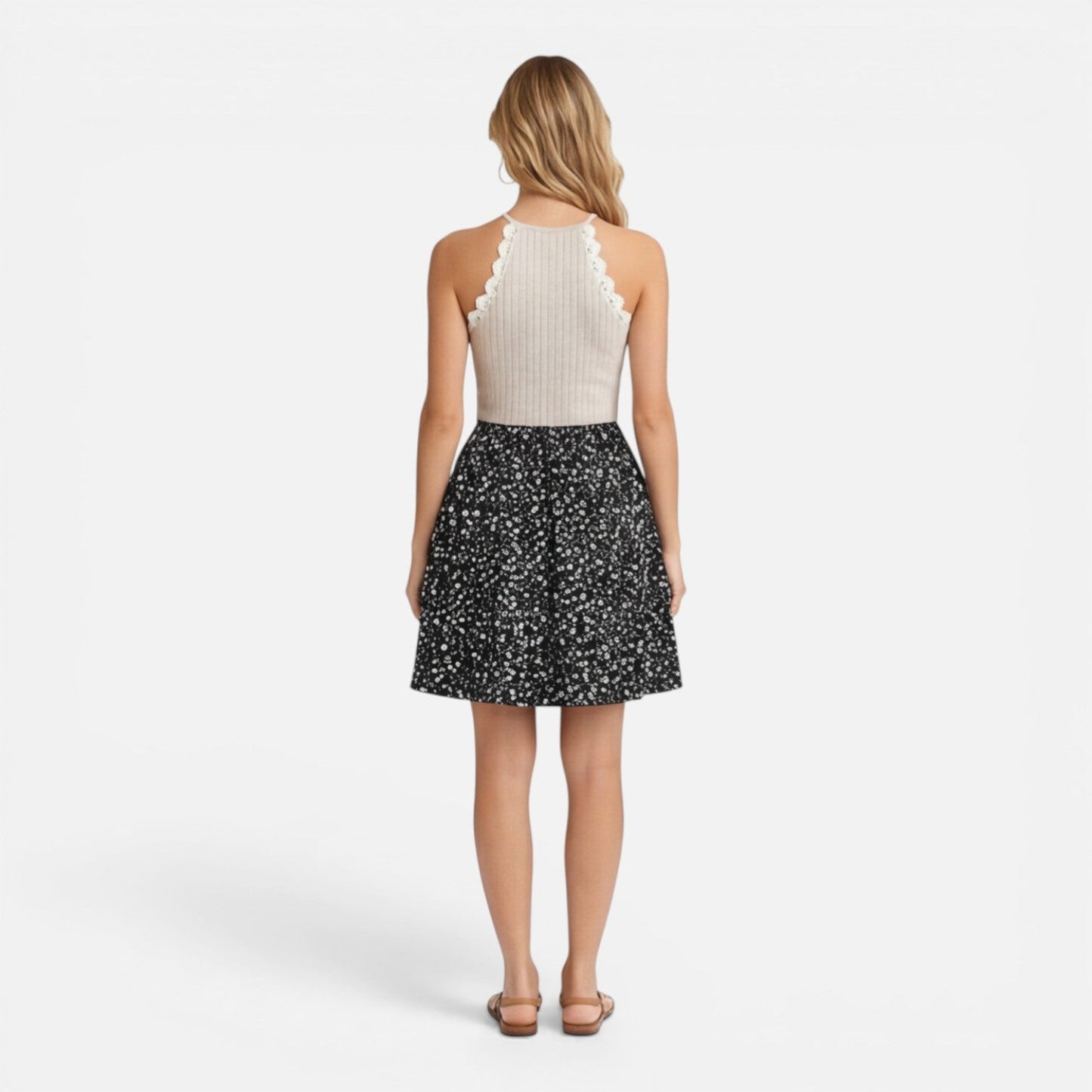 Abito Donna Aderente con Bordo in Pizzo