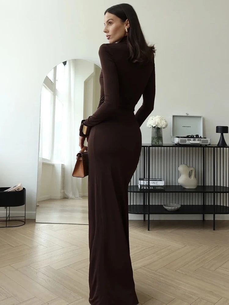 Abito Lungo Donna Aderente con Ruché