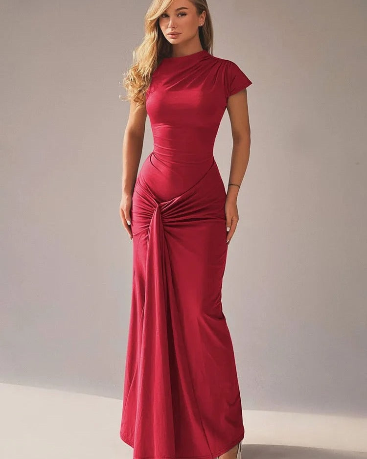 Abito Lungo Donna Drappeggiato Fluido
