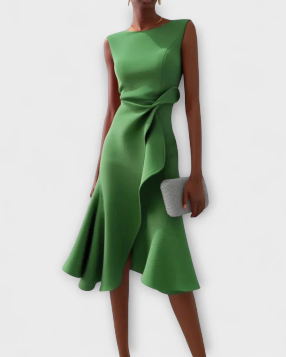 Abito Midi Donna Drappeggiato Asimmetrico
