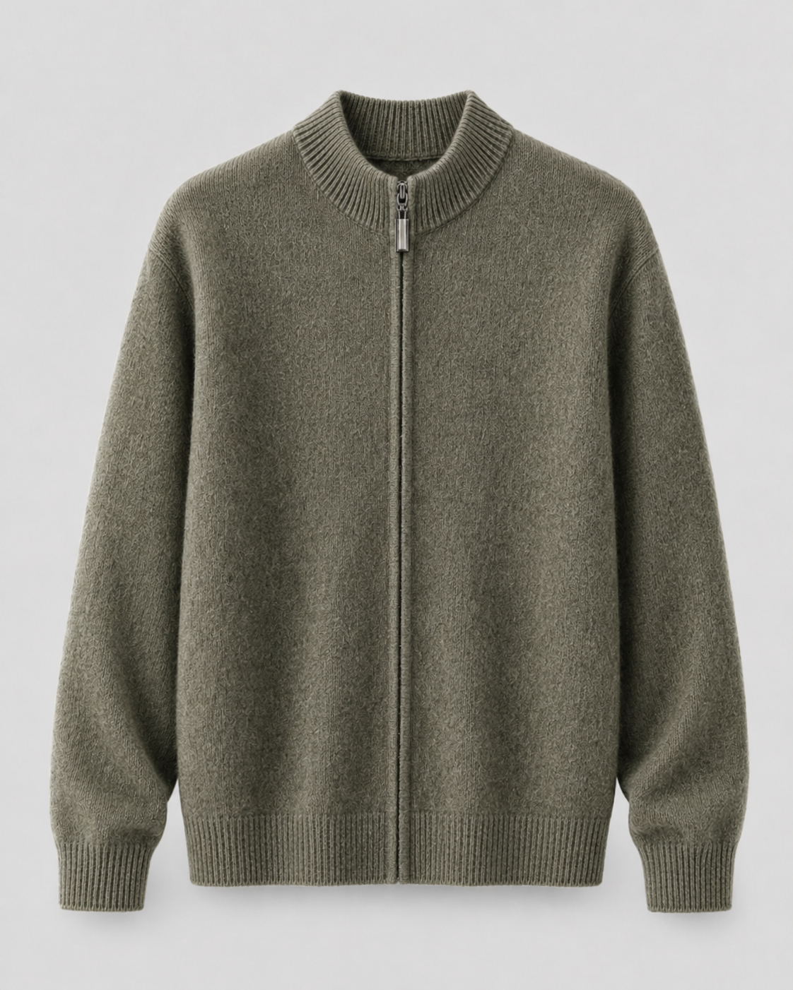 Cardigan Uomo in Lana Merino con Zip Collo Alto
