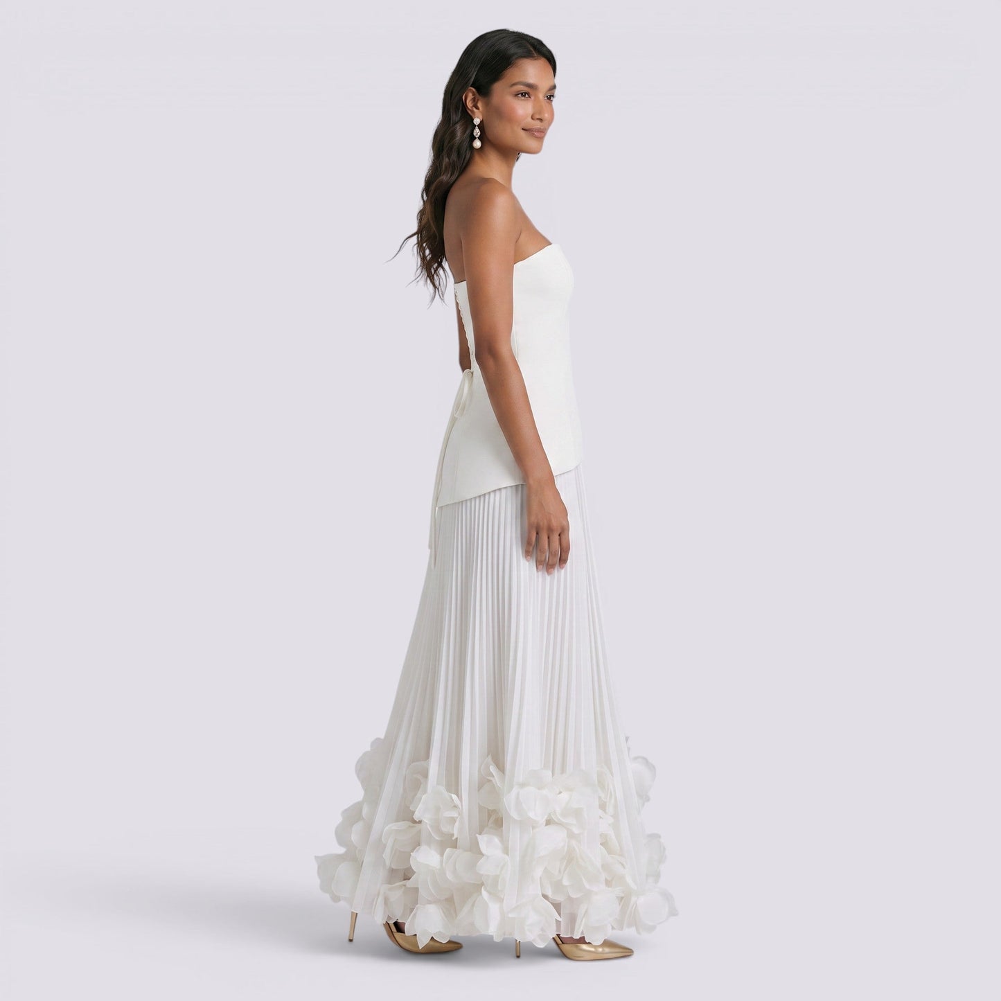 Abito Lungo Donna con Scollo Bardot