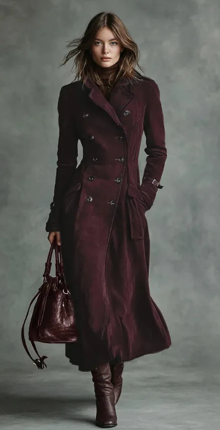 Giuliana | Trench Lungo Donna Effetto Camoscio con Cintura