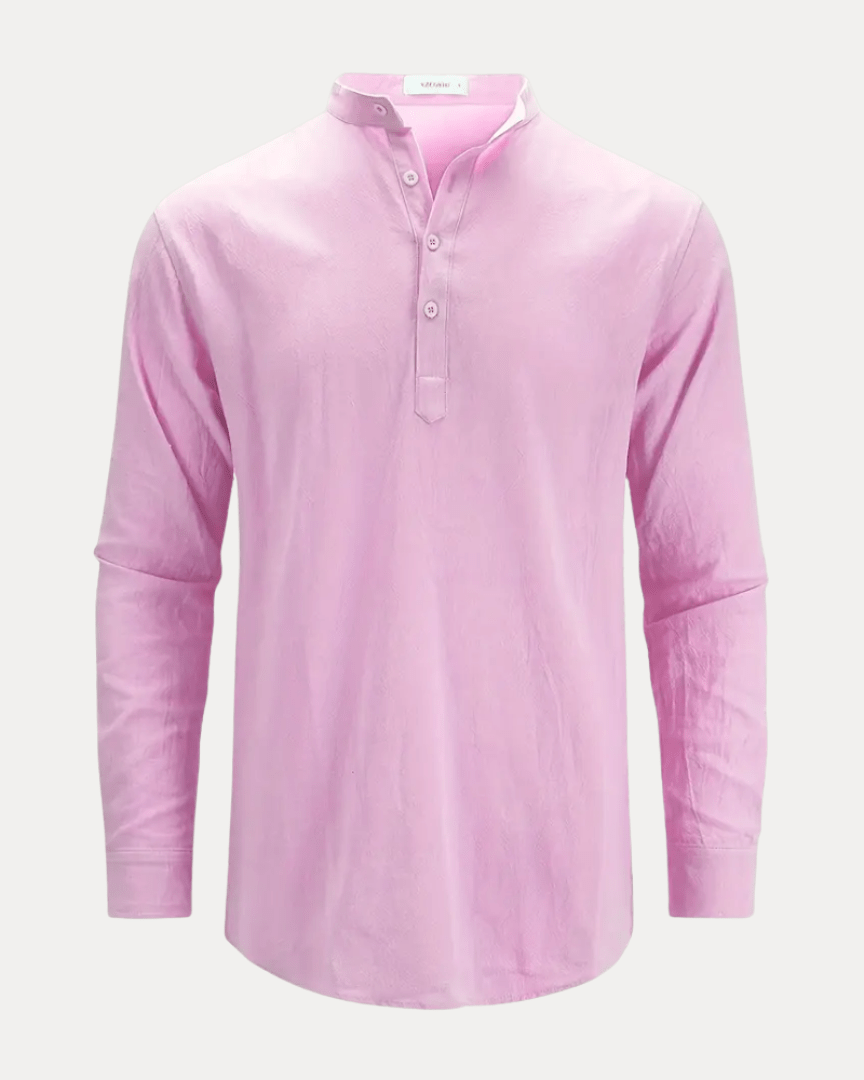 Camicia Henley Uomo in Misto Lino Traspirante Fresca