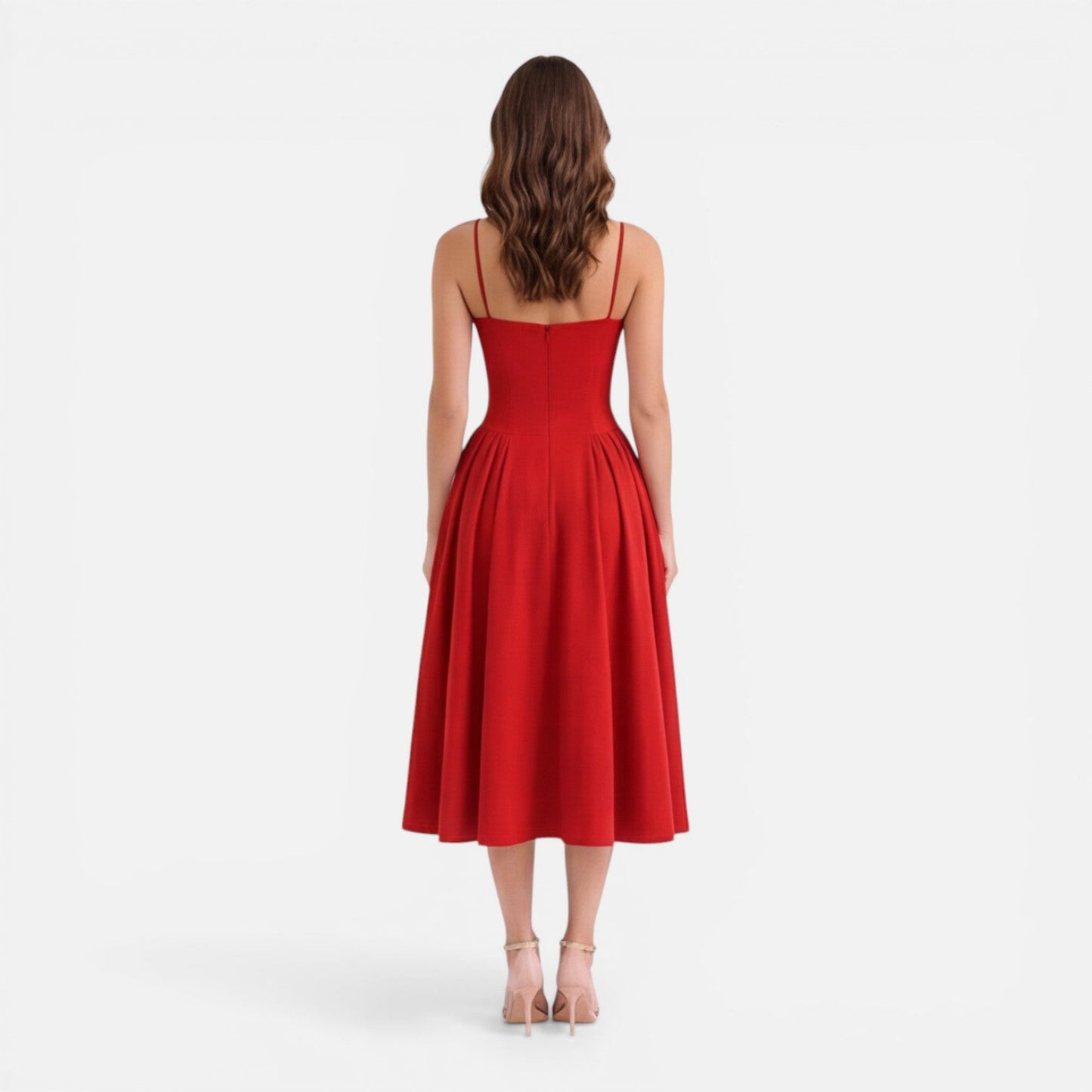 Abito Midi Donna Linea A con Spalline