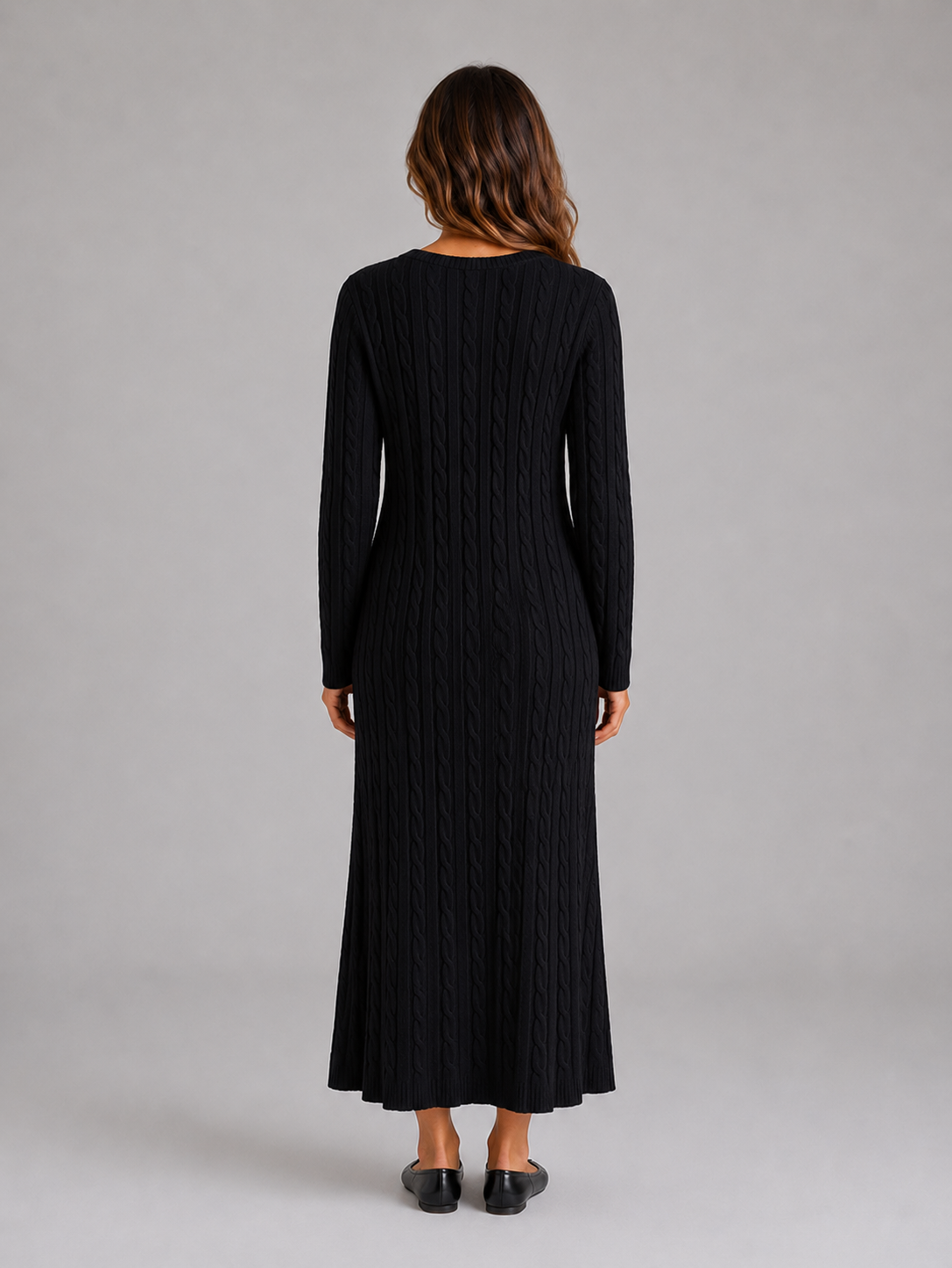 Abito Lungo Donna in Maglia a Trecce
