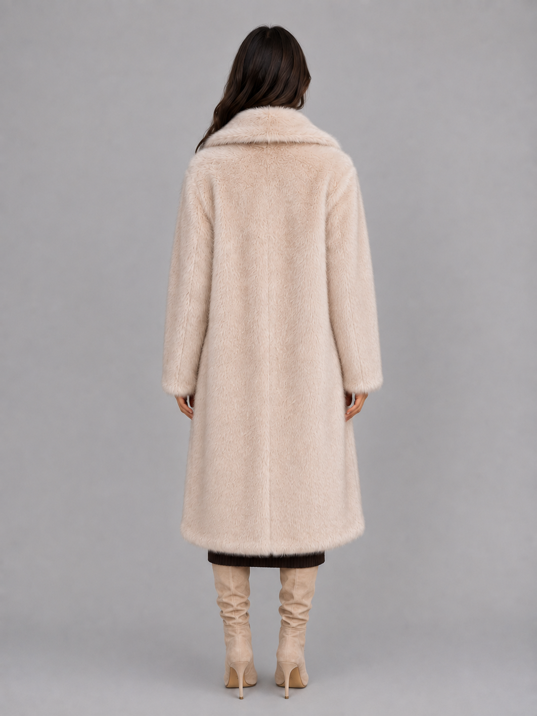 Cappotto Lungo Donna in Pelliccia Sintetica Oversize