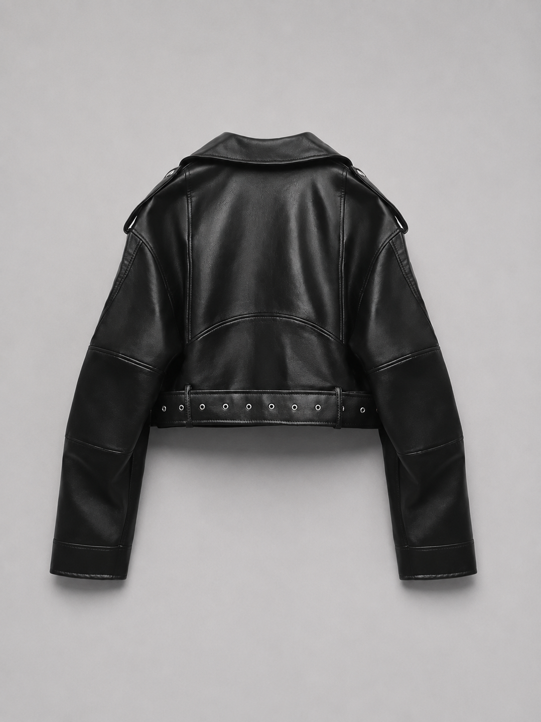 Giacca Biker Donna Effetto Pelle con Cintura