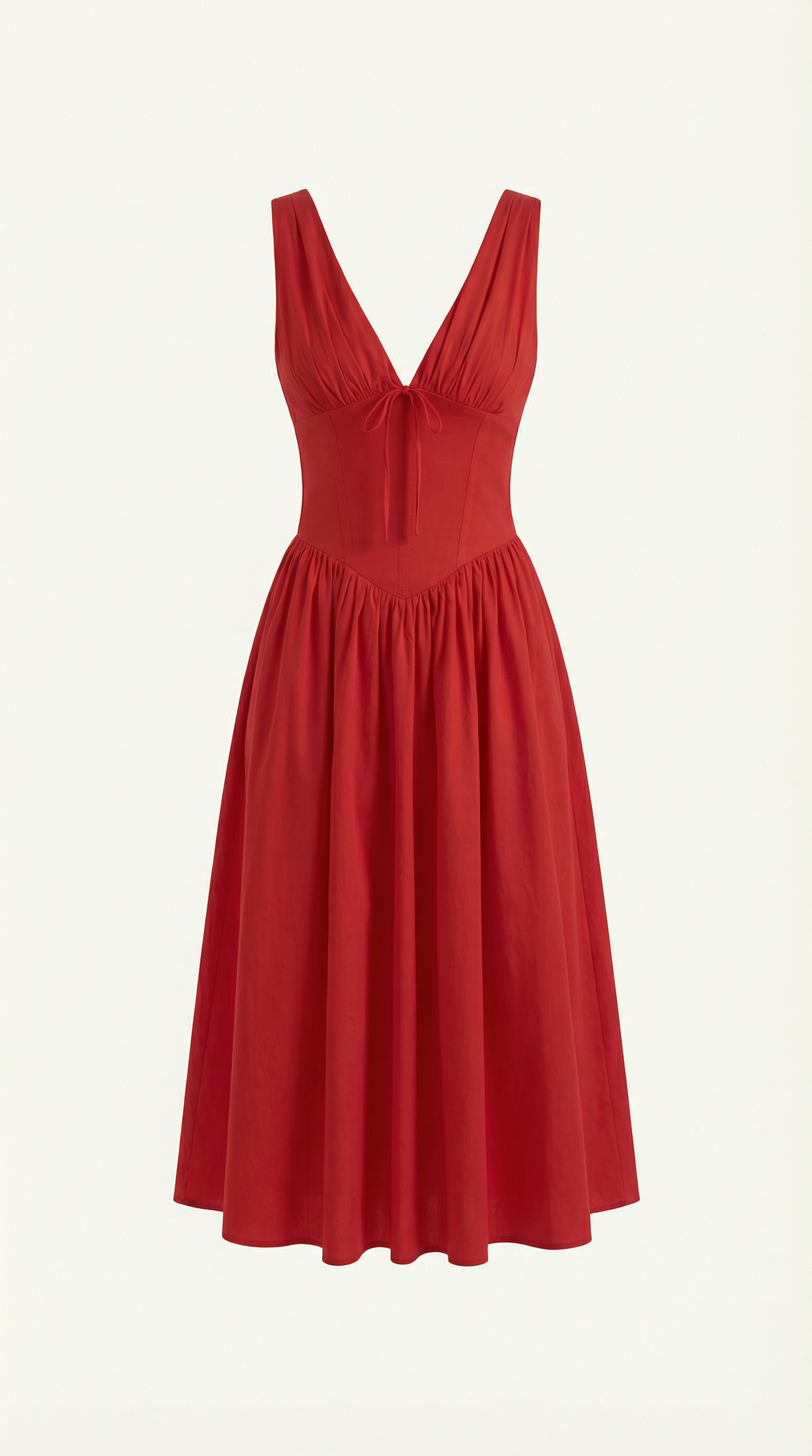Abito Midi Donna Aderente con Scollo a V Profondo