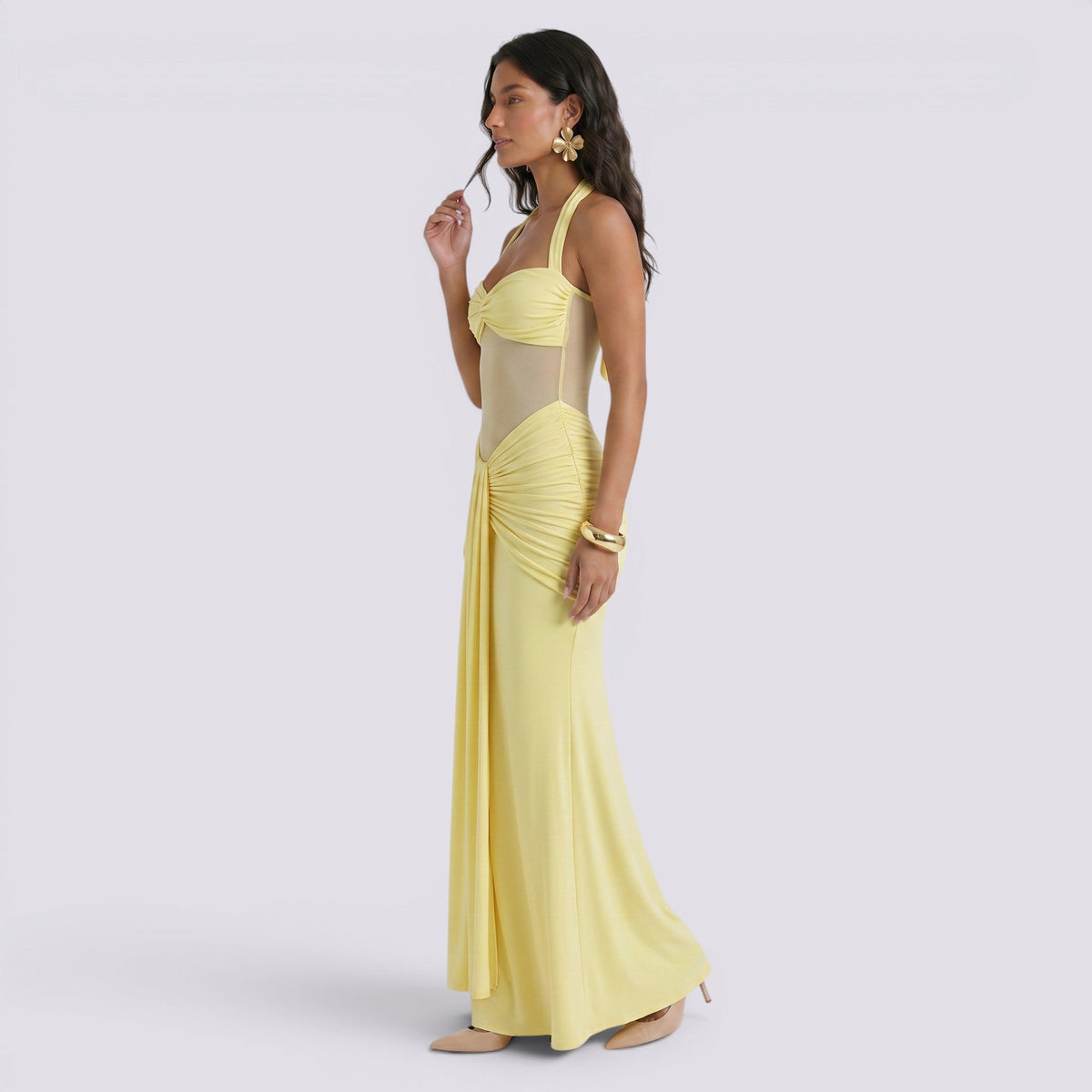 Abito Lungo Donna Halter con Schiena Aperta