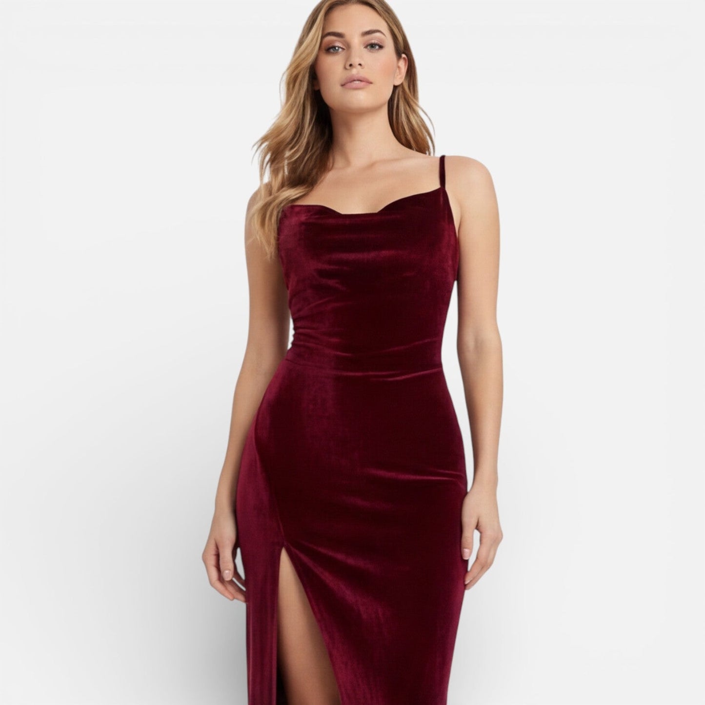 Abito Lungo Donna in Velluto con Spacco