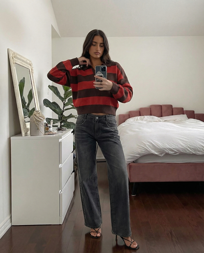 Maglione Crop Donna a Righe