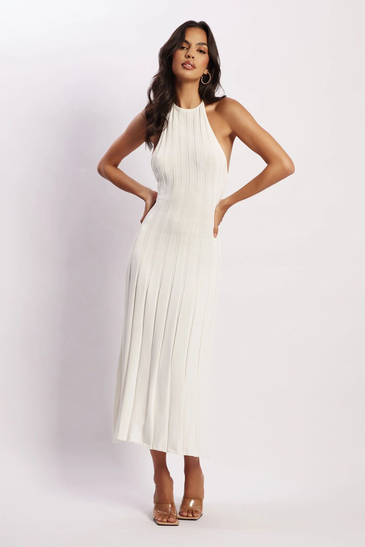 Abito Midi Donna Halter a Coste