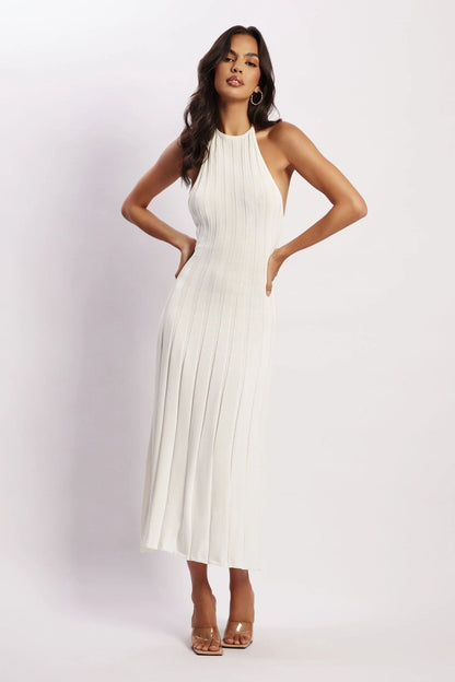 Abito Midi Donna Halter a Coste