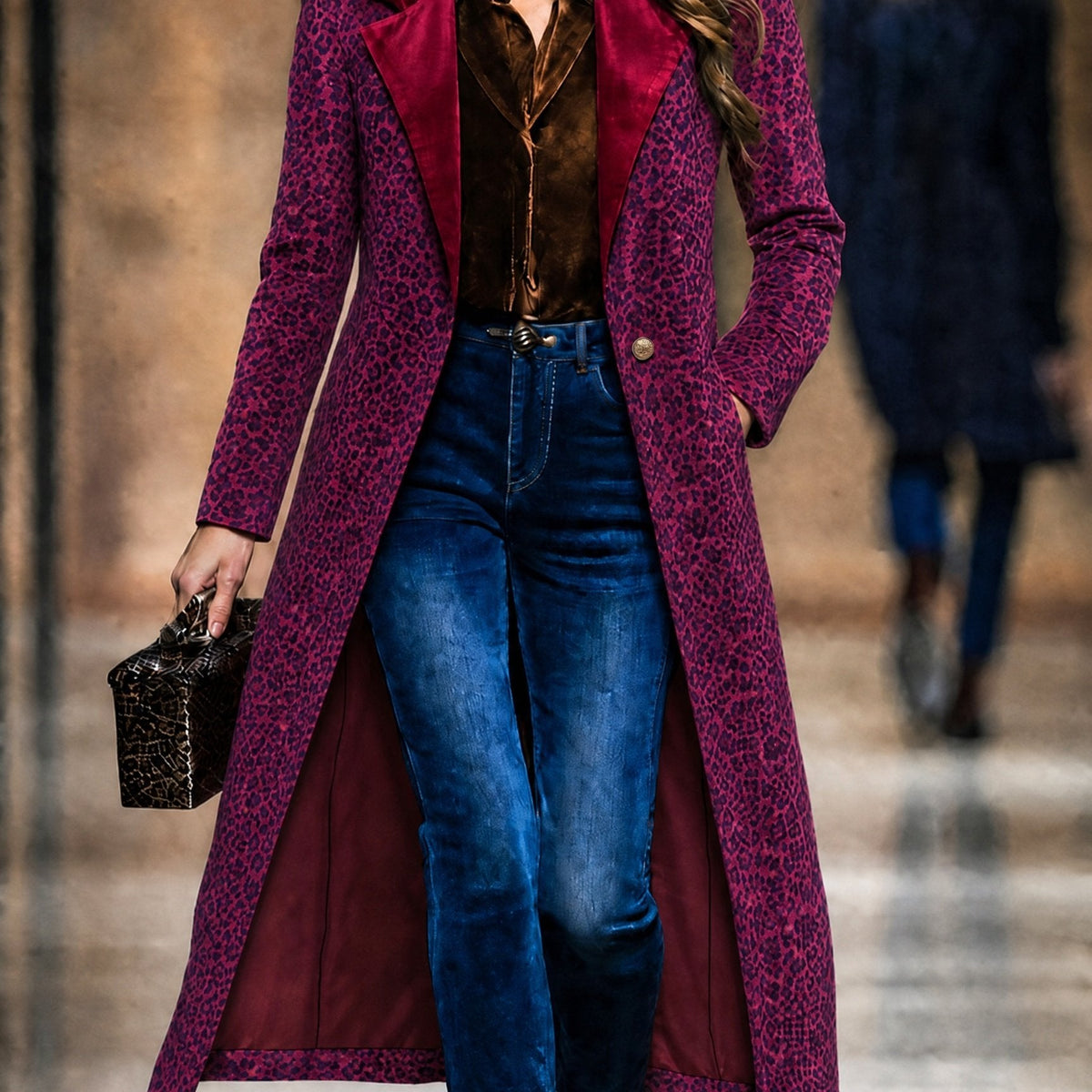 Lavinia | Cappotto Lungo Donna Testurizzato Prugna