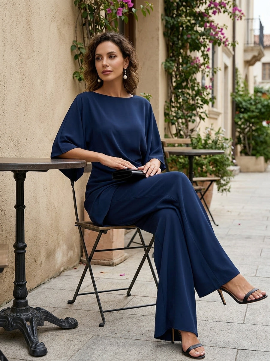 Genoveva | Completo Donna con Blusa a Mantella e Pantalone Ampio