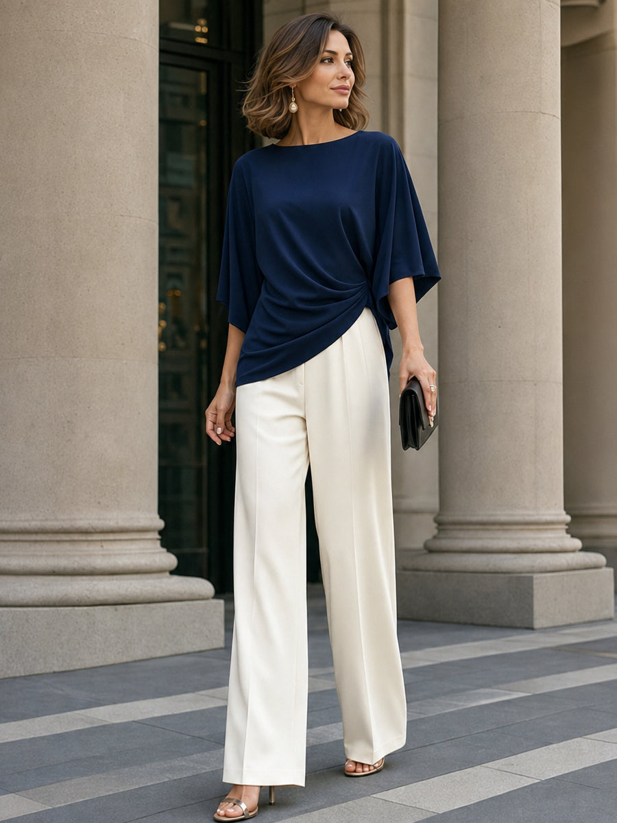 Genoveva | Completo Donna con Blusa a Mantella e Pantalone Ampio