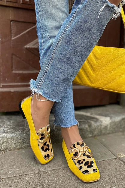 Mocassini Donna Gialli con Stampa Animalier