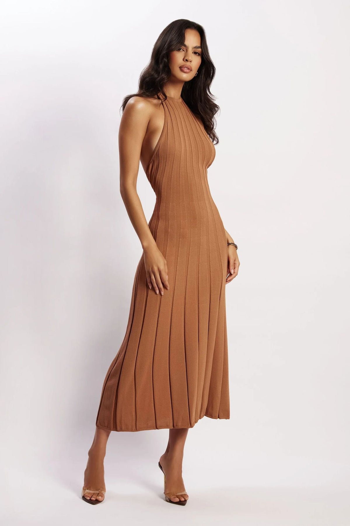Abito Midi Donna Halter a Coste
