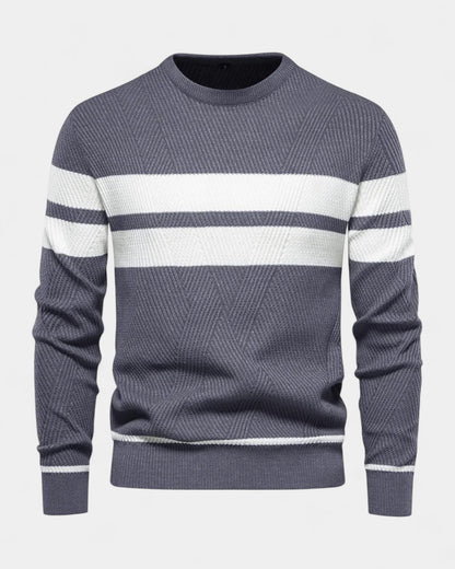 Maglione Uomo a Righe Girocollo Misto Viscosa Cotone Leggero