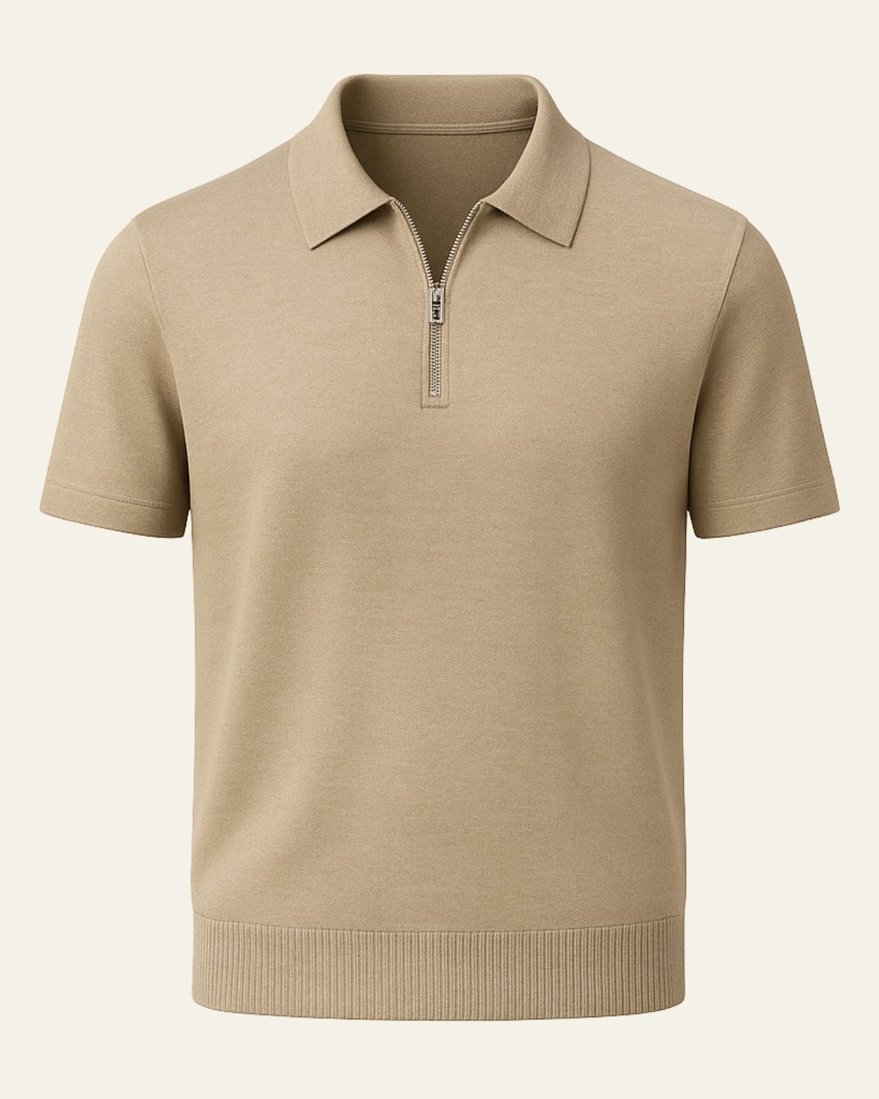 Polo Uomo in Maglia con Zip Frontale Comfort Sportivo