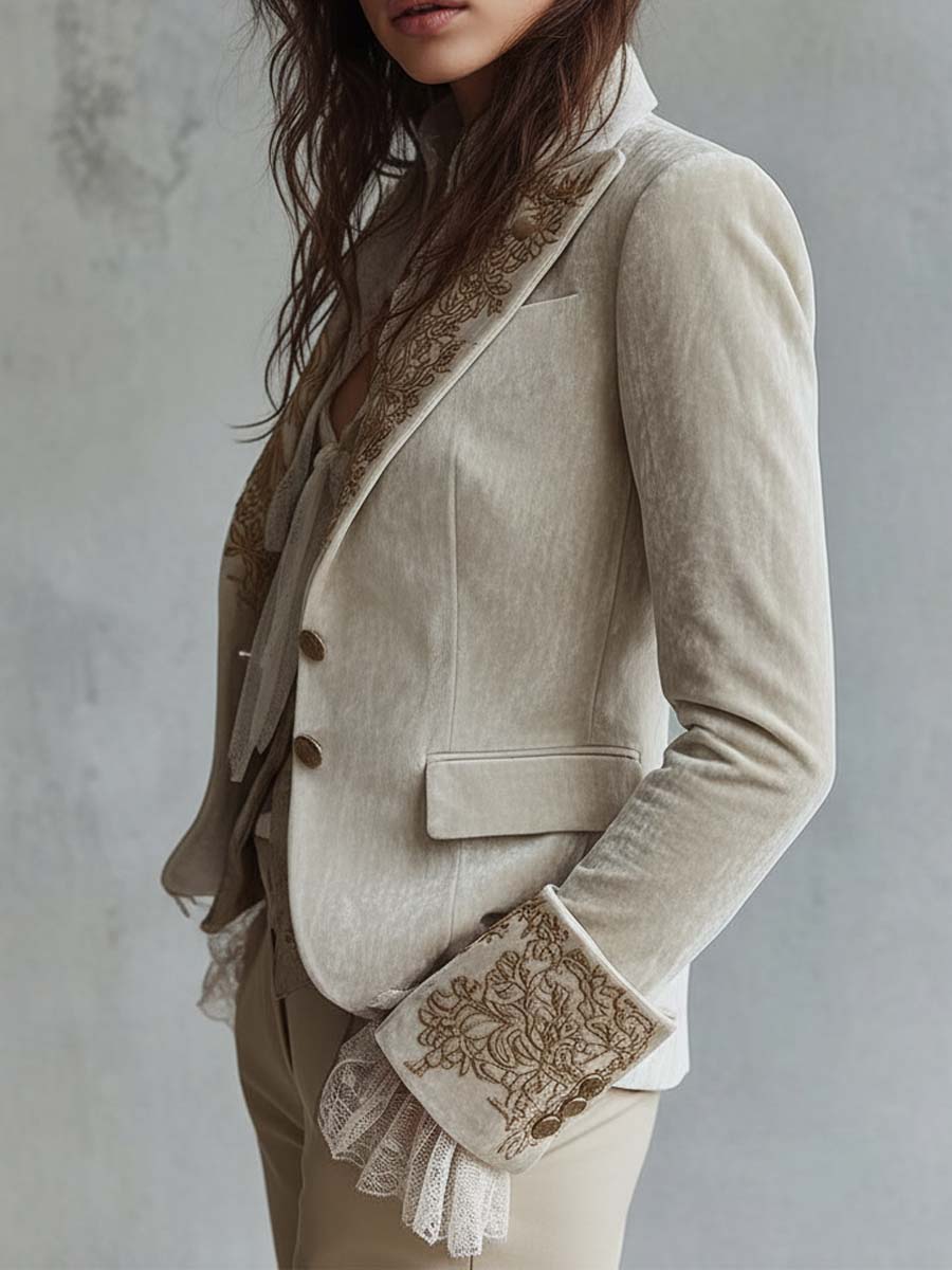 Mirella | Blazer Donna Ricamato Avorio